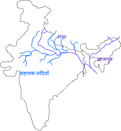 Bharat ke  Nakshe par Ganga Brahmaputra ka Maidan