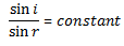 formula for refractive index snell’s law