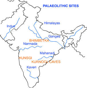 Map of India Sites of Paleolithic Age