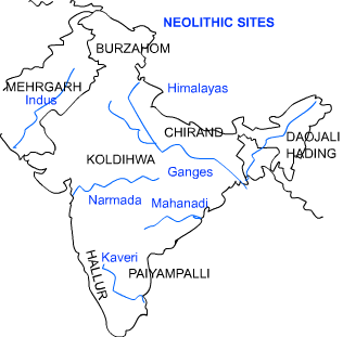 Map of India Neolithic Sites