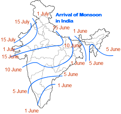 Arrival of Monsoon India Map