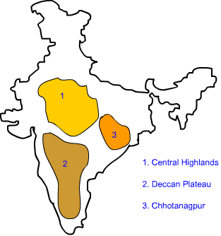 Peninsular Plateau India map